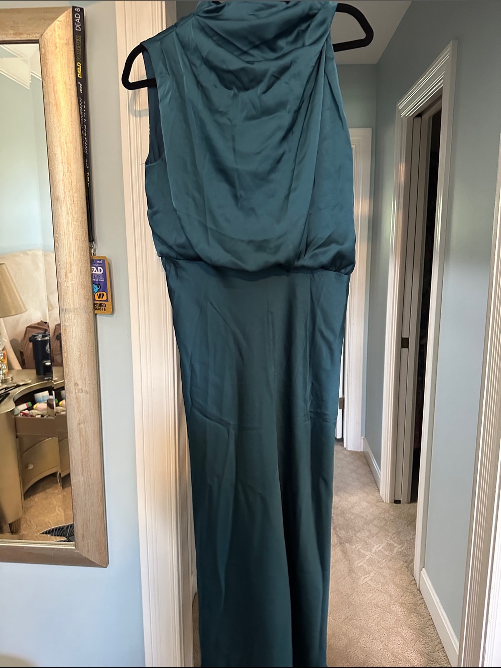 Petal & Pup Teal Green Sleeveless Satin Maxi Dress